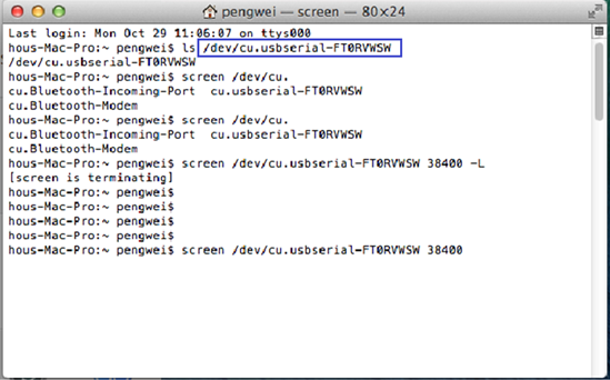 the list of connected devices
