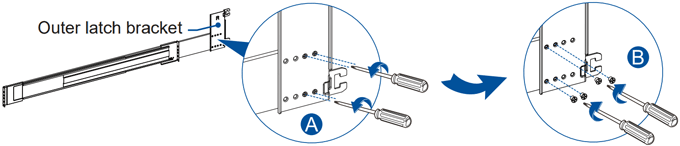 secure the outer latch bracket