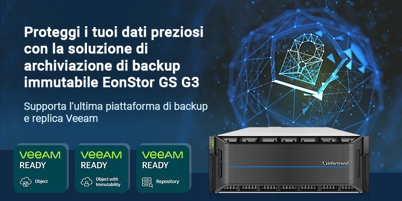 Proteggi i tuoi dati preziosi con la soluzione di archiviazione di backup immutabile EonStor GS G3