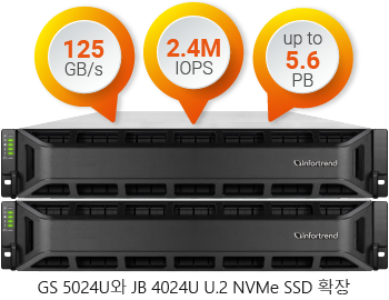 Consistent 125GB/s with U.2 NVMe SSD Expansions